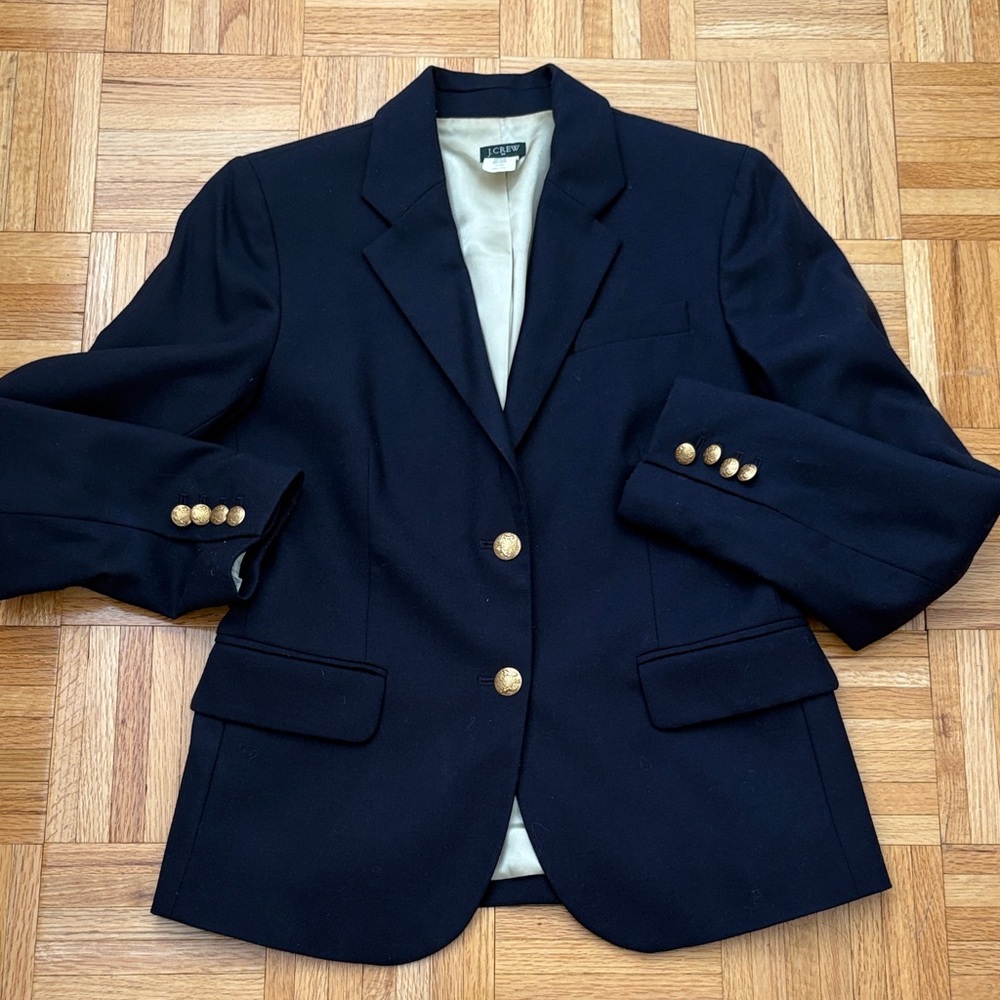 J.Crew Preppy Navy Blazer with Gold Buttons Size 2 4